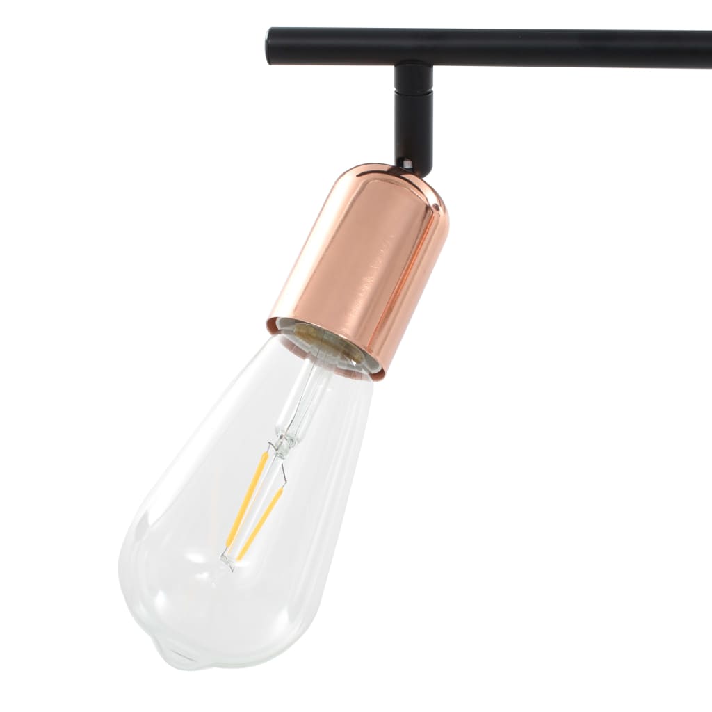 Berkfield 4-way Spot Light with Filament Bulbs 2 W Black and Copper 60 cm E27