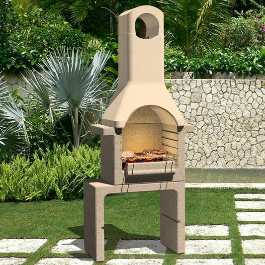 Berkfield Concrete Charcoal BBQ Stand with Chimney