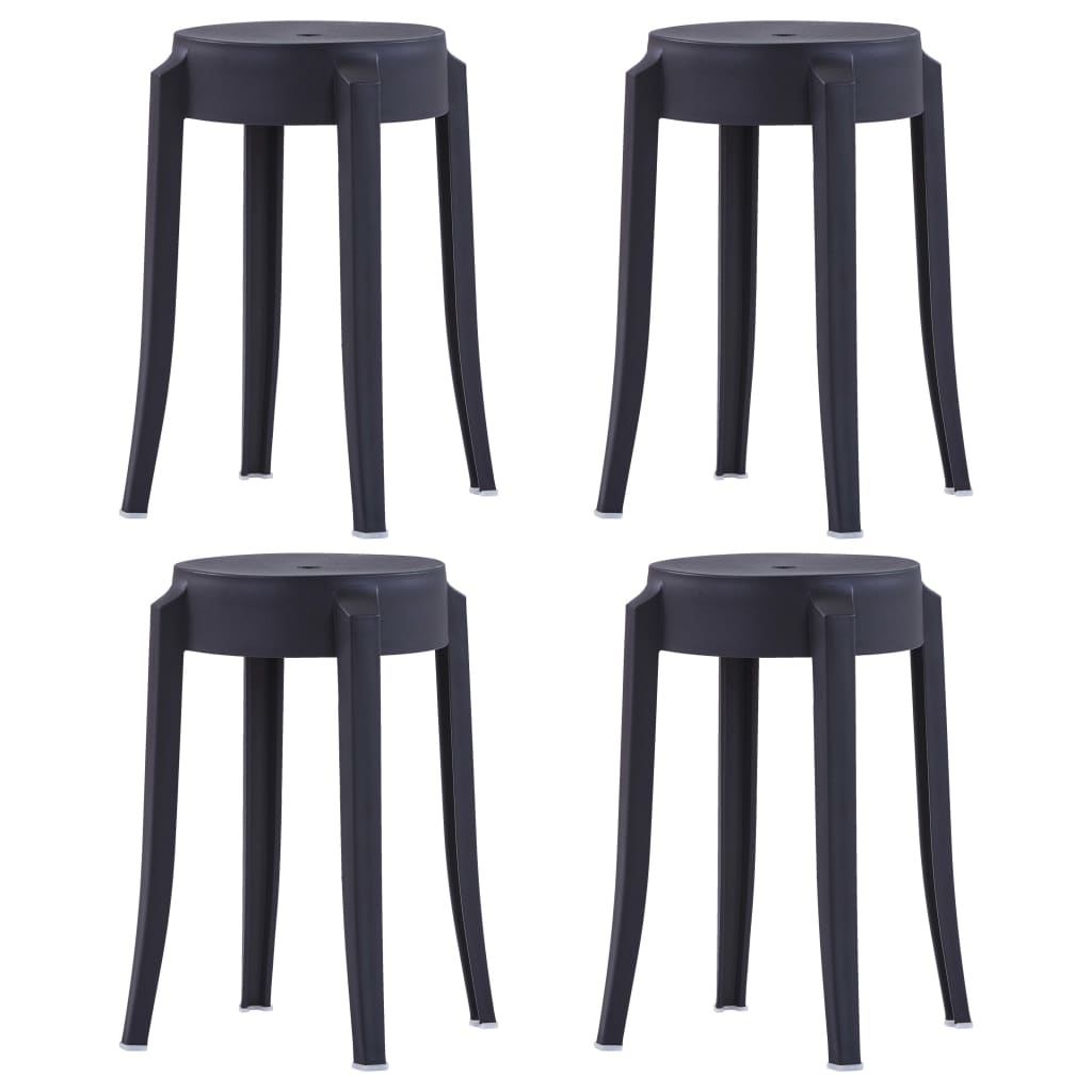 Berkfield Stackable Stools 4 pcs Black Plastic