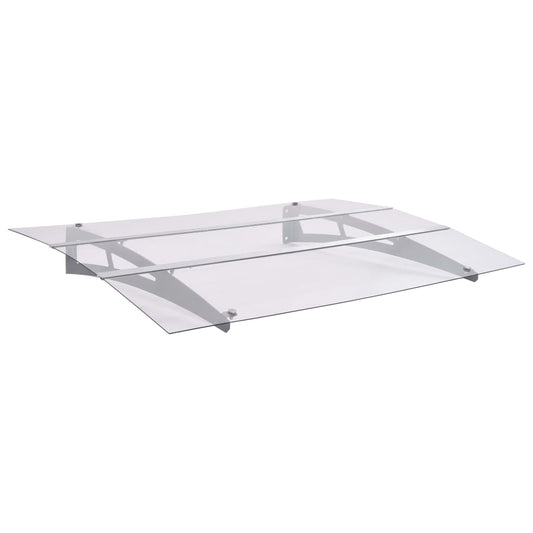 Berkfield Door Canopy Silver and Transparent 120x90 cm Polycarbonate