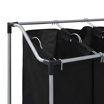 Berkfield Laundry Sorter with 3 Bags Black Steel