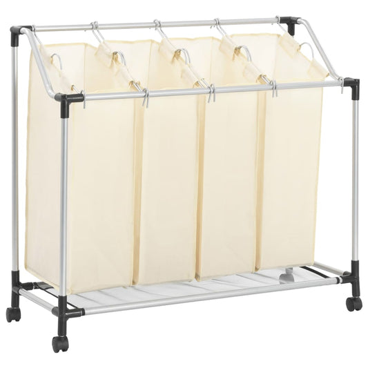 Berkfield Laundry Sorter with 4 Bags Cream Steel