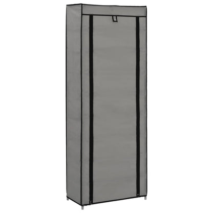 Berkfield Shoe Cabinet with Cover Grey 57x29x162 cm Fabric