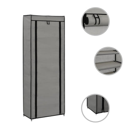 Berkfield Shoe Cabinet with Cover Grey 57x29x162 cm Fabric