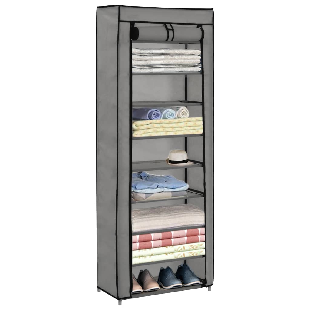 Berkfield Shoe Cabinet with Cover Grey 57x29x162 cm Fabric