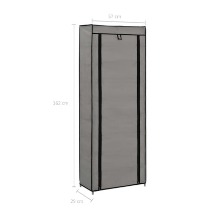 Berkfield Shoe Cabinet with Cover Grey 57x29x162 cm Fabric
