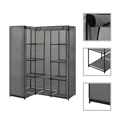 Berkfield Corner Wardrobe Grey 130x87x169 cm