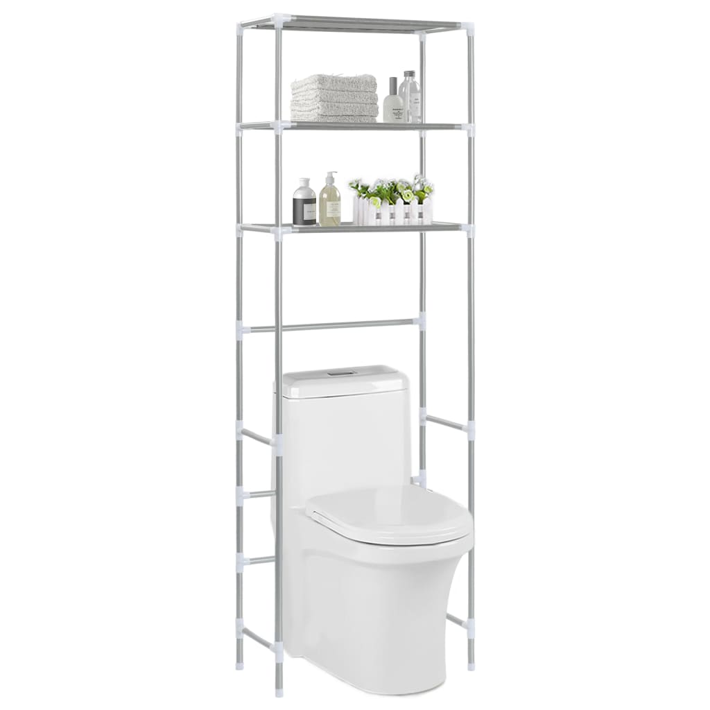 Berkfield 3-Tier Storage Rack over Toilet Silver 53x28x169 cm