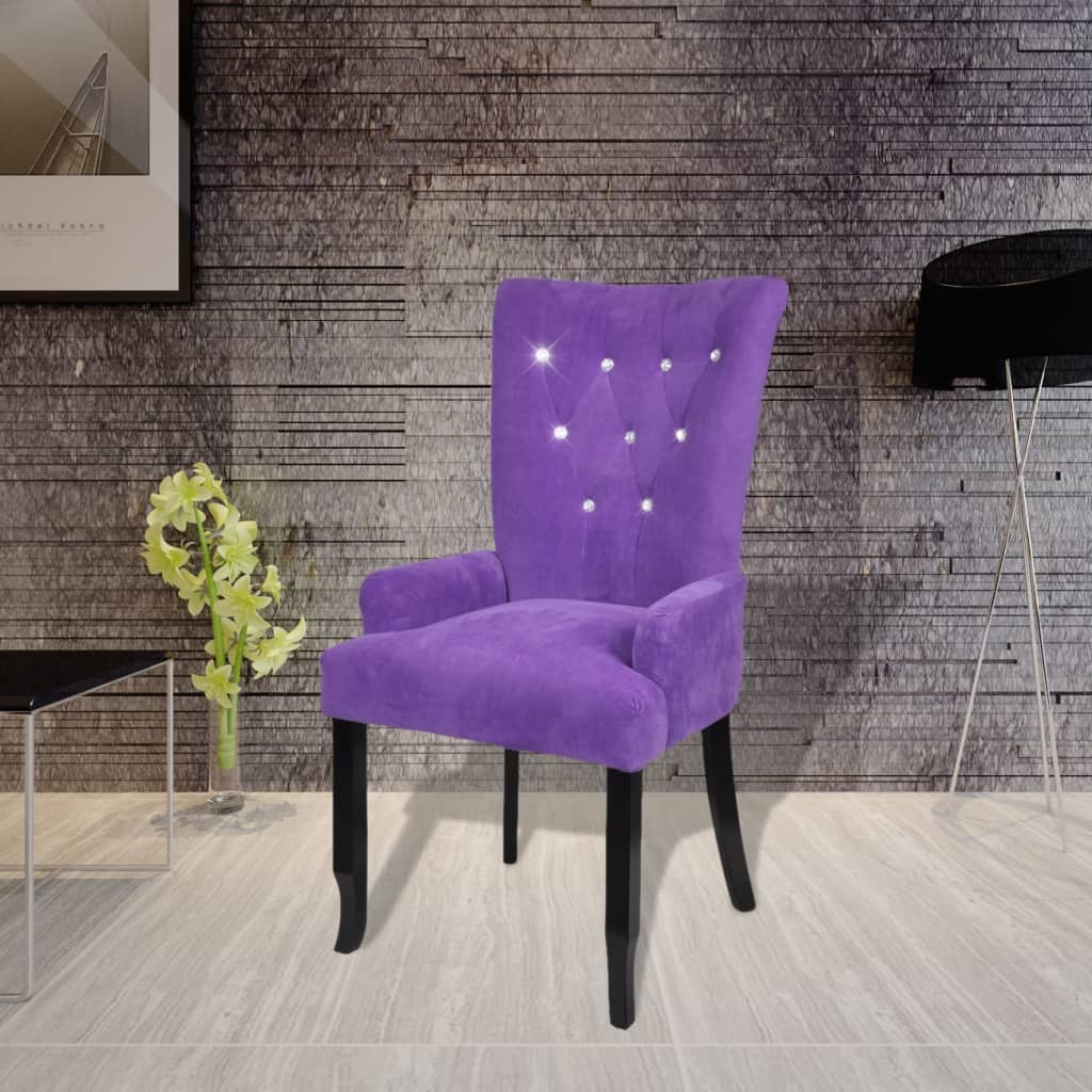 Berkfield Dining Chair with Armrests Purple Velvet