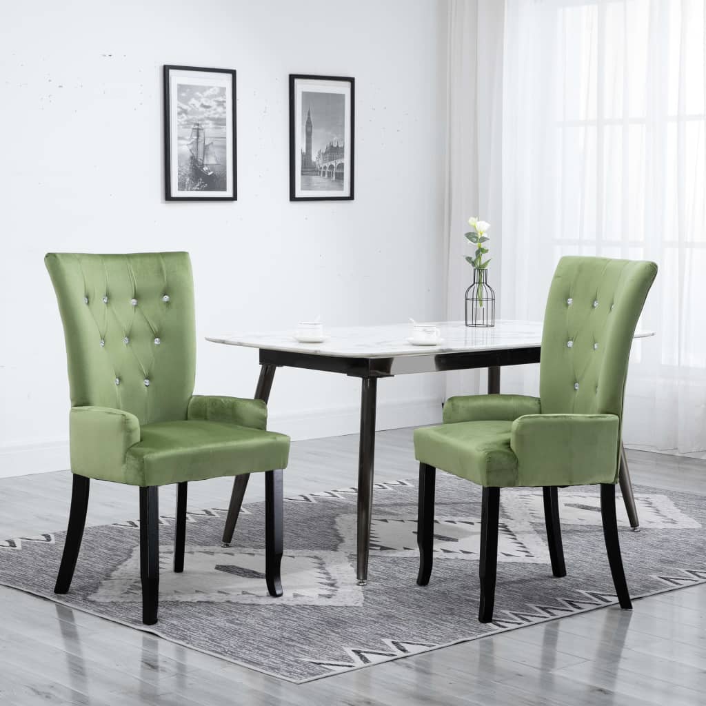 Berkfield Dining Chair with Armrests Light Green Velvet