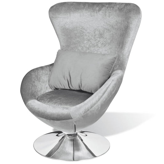 Berkfield Swivel Egg Chair with Cushion Silver Velvet