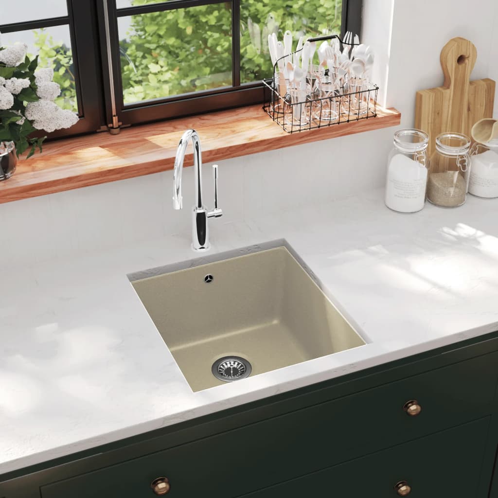 Berkfield Granite Kitchen Sink Single Basin Beige