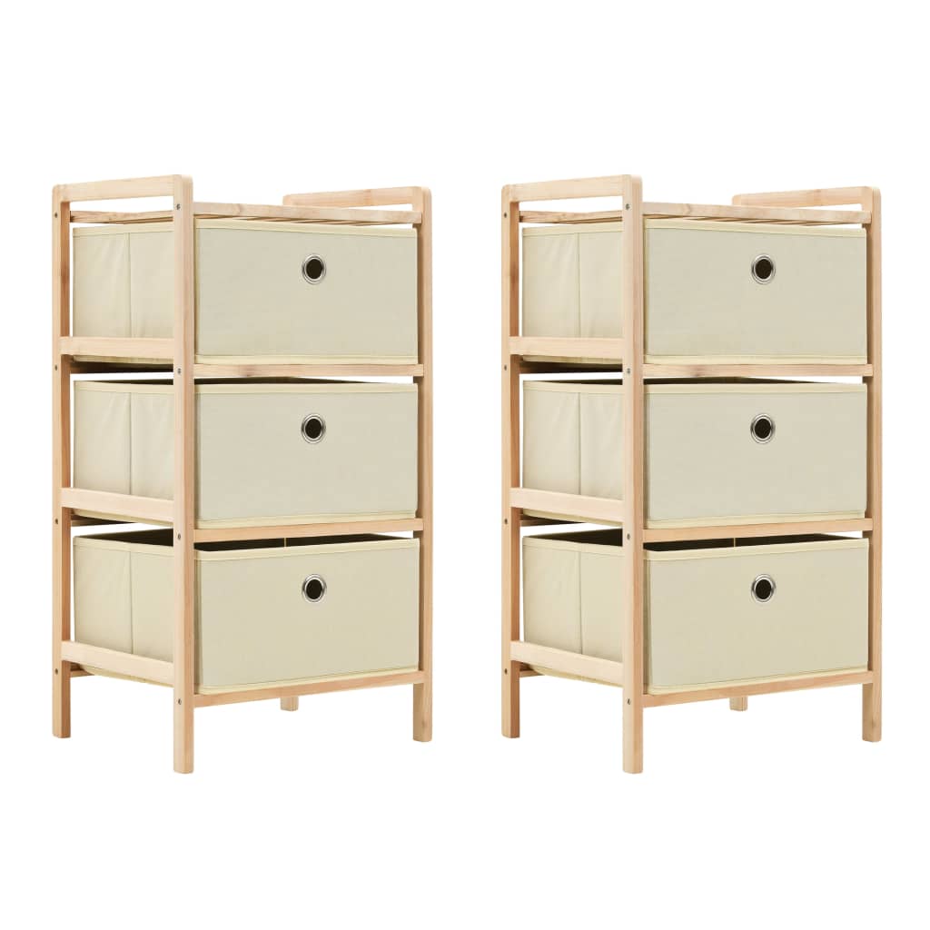 Berkfield Storage Racks with 3 Fabric Baskets 2 pcs Beige Cedar Wood
