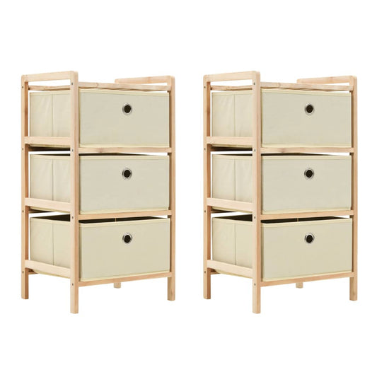 Berkfield Storage Racks with 3 Fabric Baskets 2 pcs Beige Cedar Wood