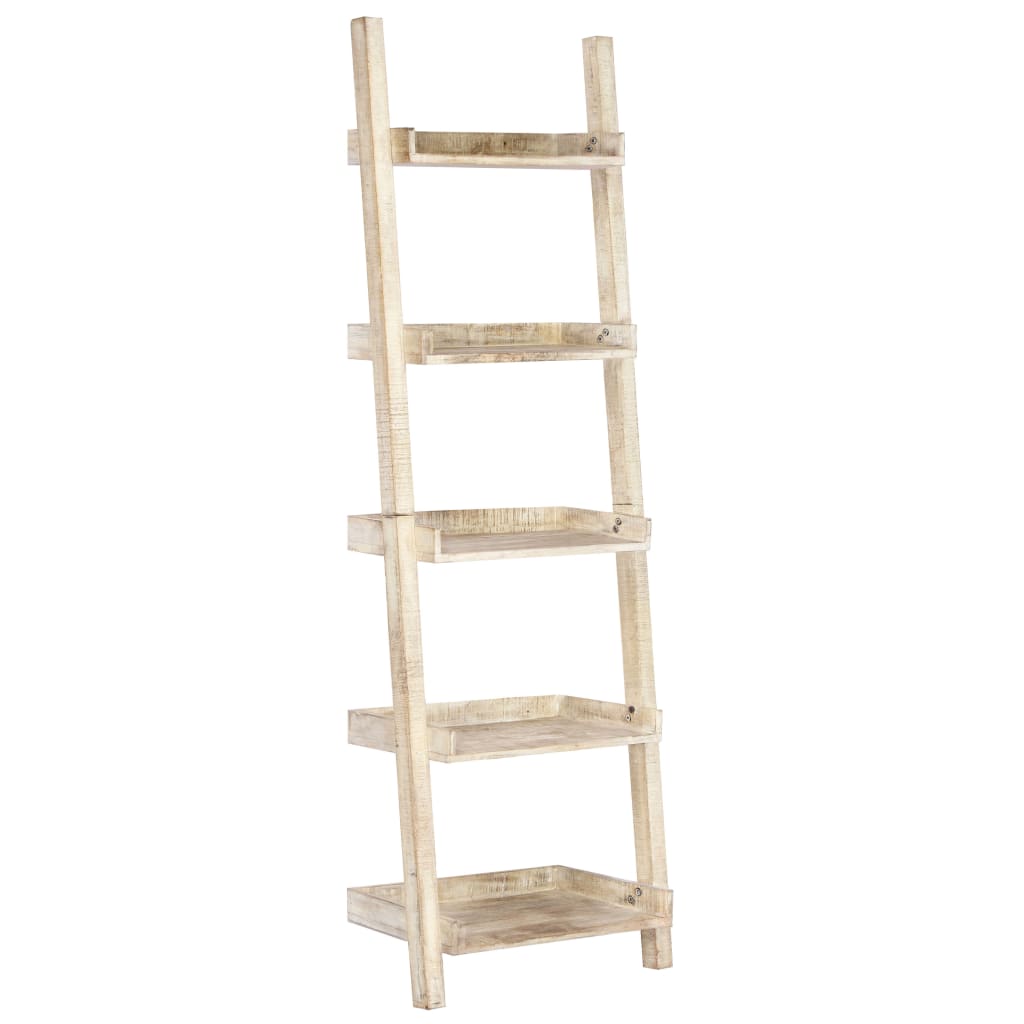 Berkfield Ladder Shelf White 75x37x205 cm Solid Mango Wood