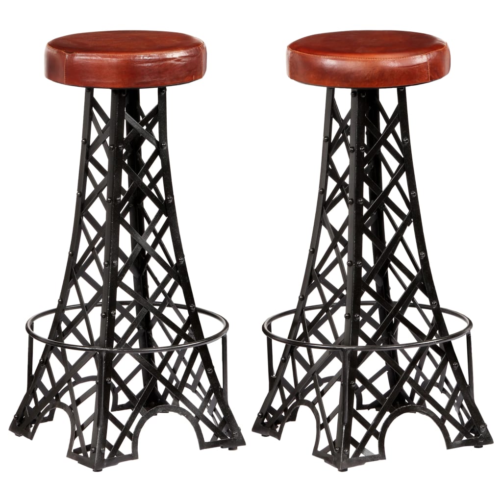 Berkfield Bar Stools 2 pcs Real Leather