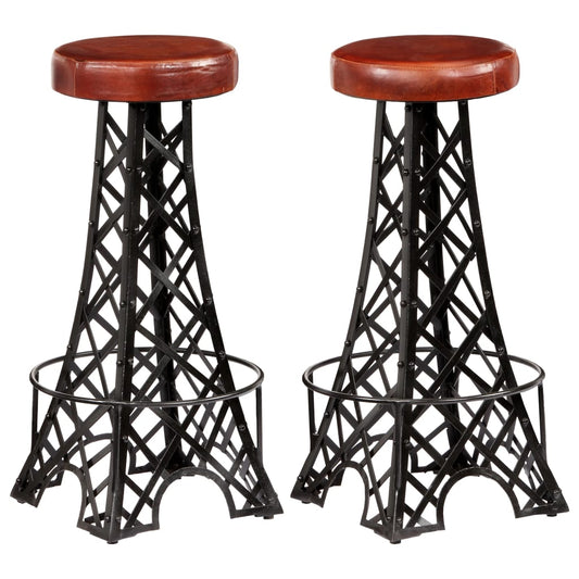 Berkfield Bar Stools 2 pcs Real Leather