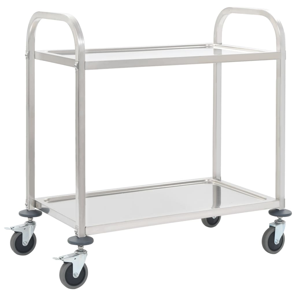 Berkfield 2-Tier Kitchen Trolley 96.5x55x90 cm Stainless Steel