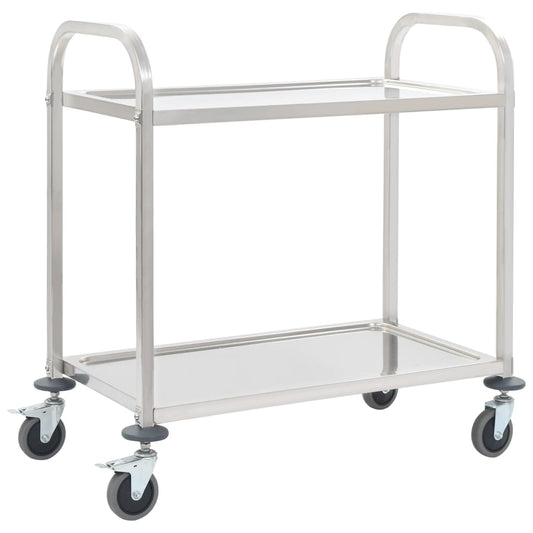 Berkfield 2-Tier Kitchen Trolley 96.5x55x90 cm Stainless Steel