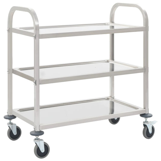 Berkfield 3-Tier Kitchen Trolley 96.5x55x90 cm Stainless Steel
