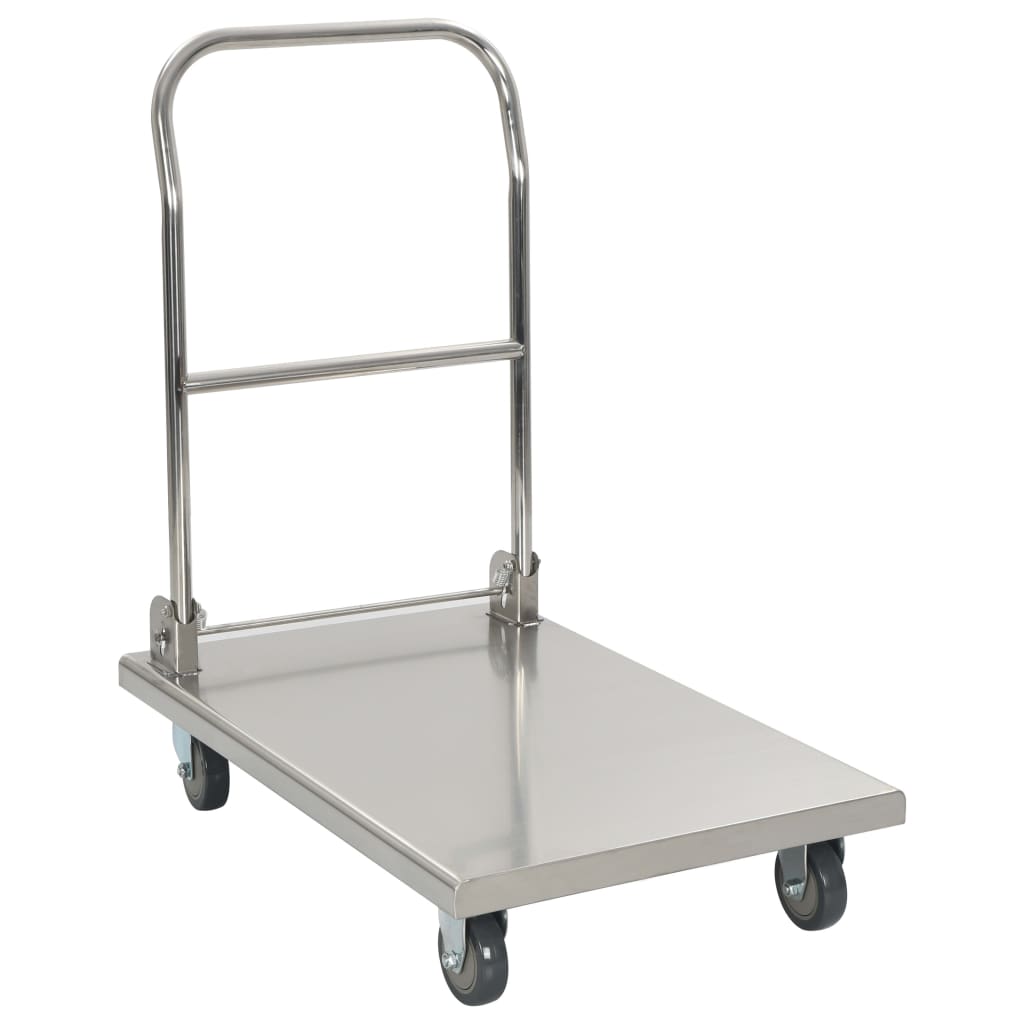 Berkfield Platform Wagon Silver 82x53x86 cm Stainless Steel