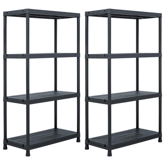 Berkfield Storage Shelf Racks 2 pcs Black 60x30x138 cm Plastic
