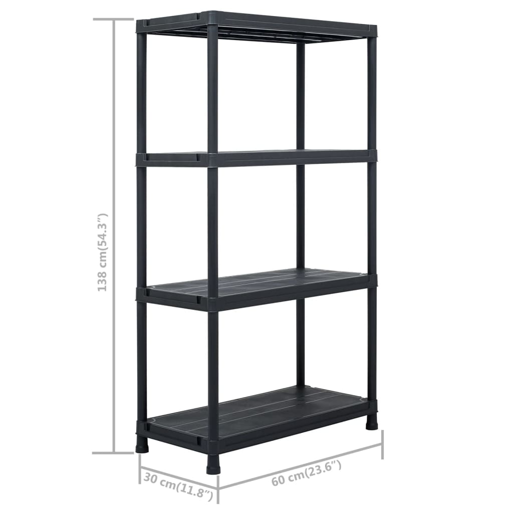 Berkfield Storage Shelf Racks 2 pcs Black 60x30x138 cm Plastic