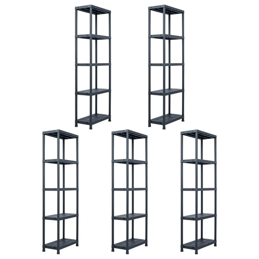 Berkfield Storage Shelf Racks 5 pcs Black 125 kg 60x30x180 cm Plastic