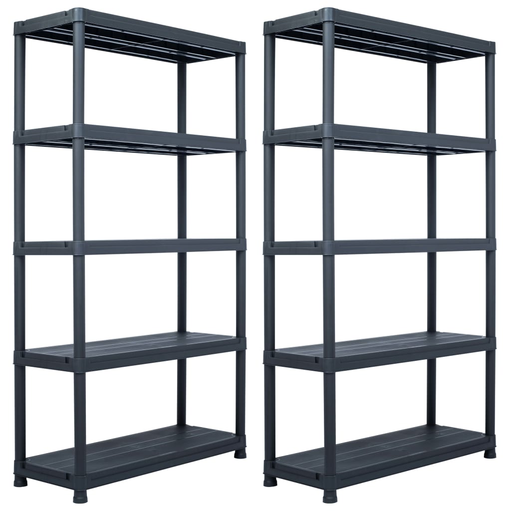 Berkfield Storage Shelf Racks 2 pcs Black 500 kg 100x40x180 cm Plastic