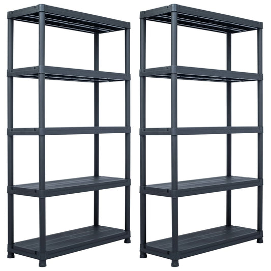 Berkfield Storage Shelf Racks 2 pcs Black 500 kg 100x40x180 cm Plastic