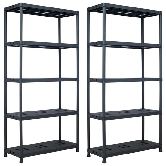 Berkfield Storage Shelf Racks 2 pcs Black 260 kg 90x40x180 cm Plastic