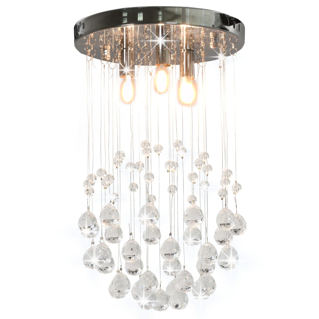 Berkfield Ceiling Lamp with Crystal Beads Silver Sphere 3 x G9 Bulbs