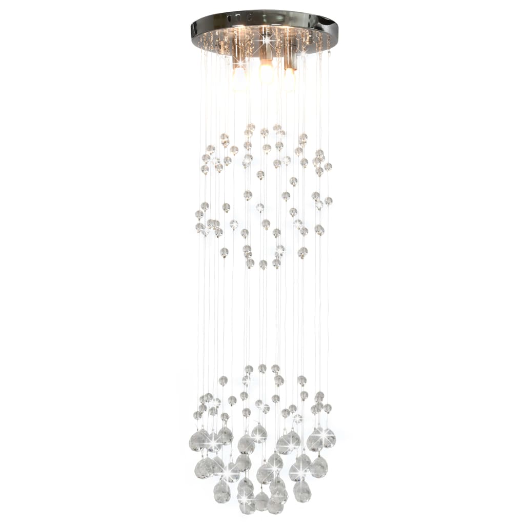 Berkfield Ceiling Lamp with Crystal Beads Silver Sphere 3 x G9 Bulbs