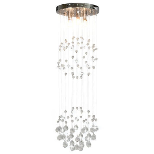 Berkfield Ceiling Lamp with Crystal Beads Silver Sphere 3 x G9 Bulbs