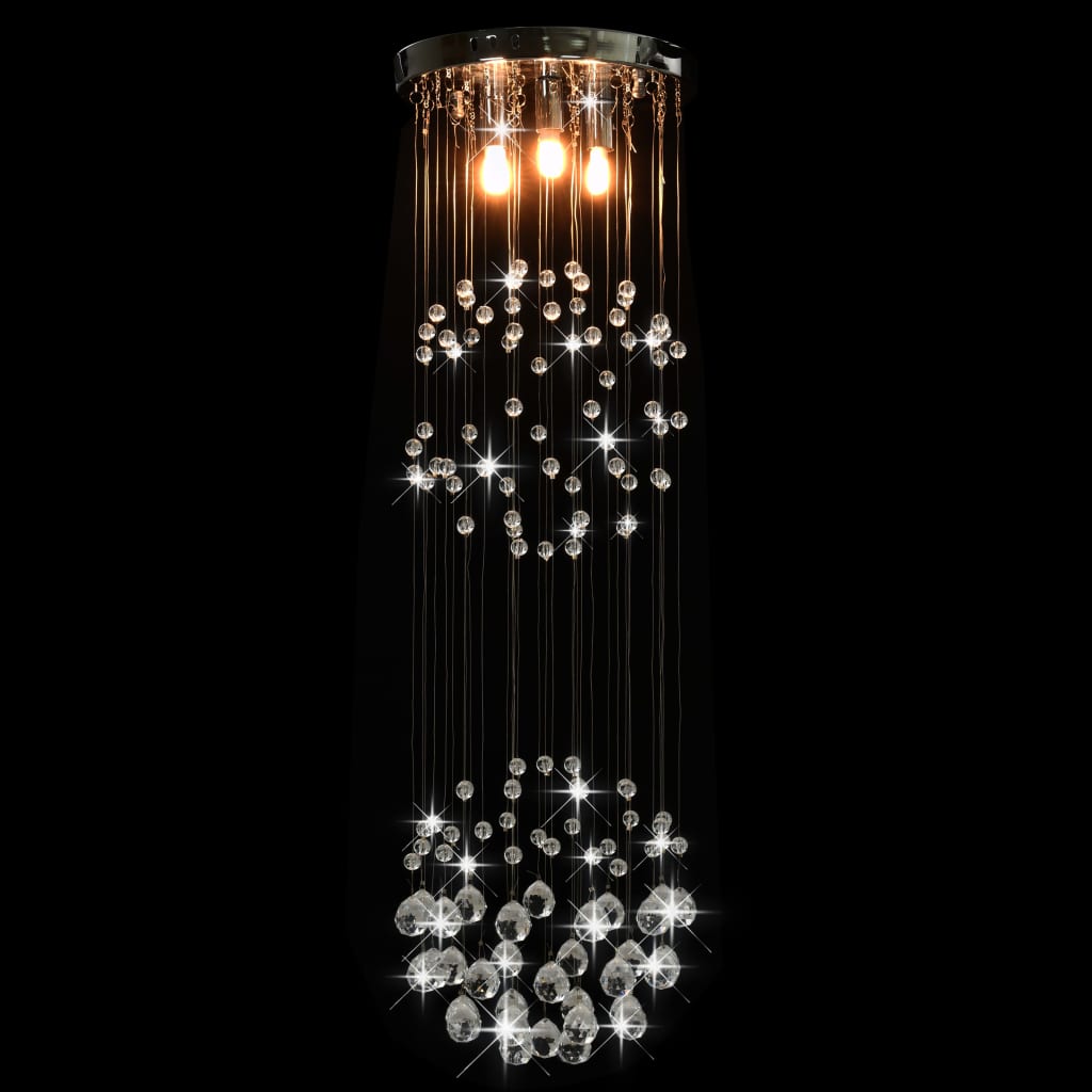Berkfield Ceiling Lamp with Crystal Beads Silver Sphere 3 x G9 Bulbs