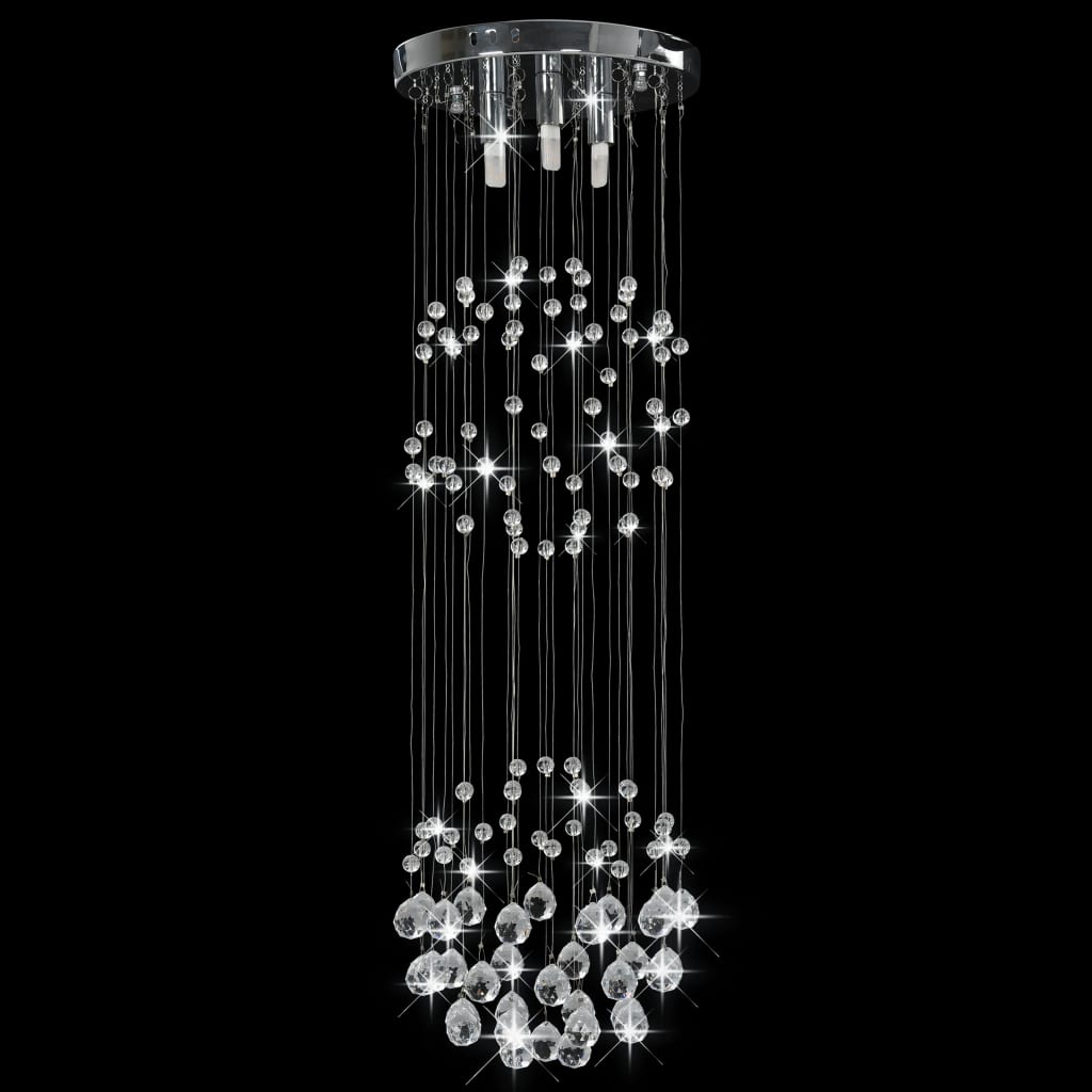 Berkfield Ceiling Lamp with Crystal Beads Silver Sphere 3 x G9 Bulbs