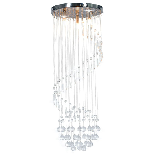 Berkfield Ceiling Lamp with Crystal Beads Silver Spiral G9