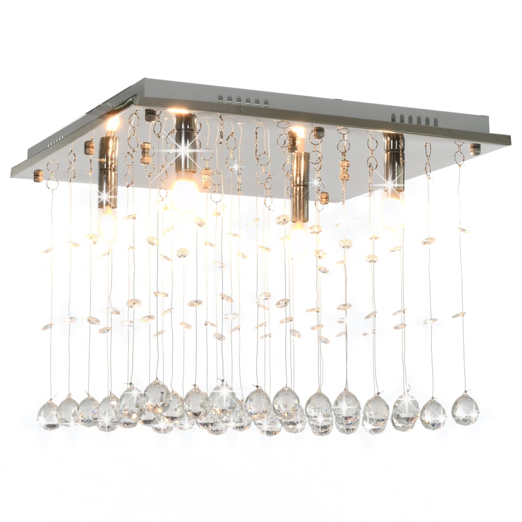 Berkfield Ceiling Lamp with Crystal Beads Silver Cubic G9