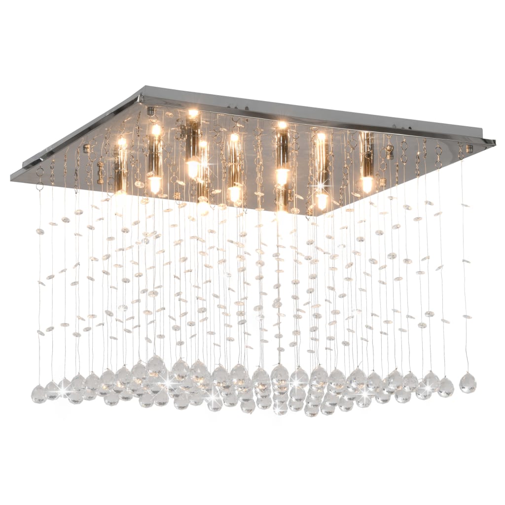 Berkfield Ceiling Lamp with Crystal Beads Silver Cubic G9