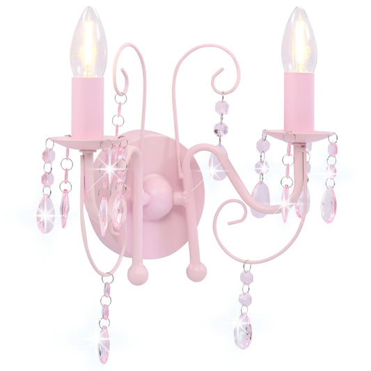 Berkfield Wall Lamp with Beads Pink 2 x E14 Bulbs