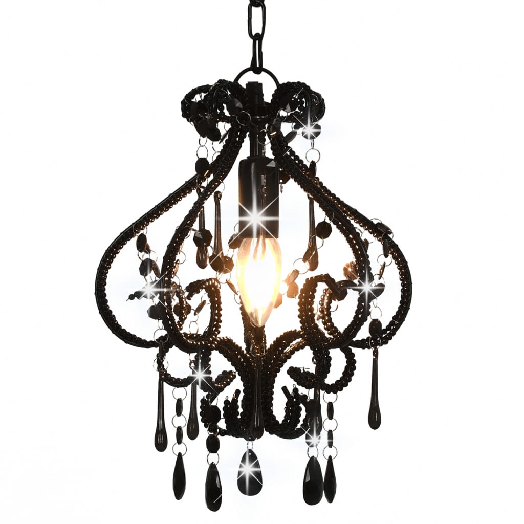 Berkfield Ceiling Lamp with Beads Black Round E14