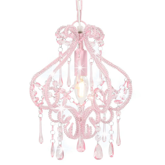 Berkfield Ceiling Lamp with Beads Pink Round E14
