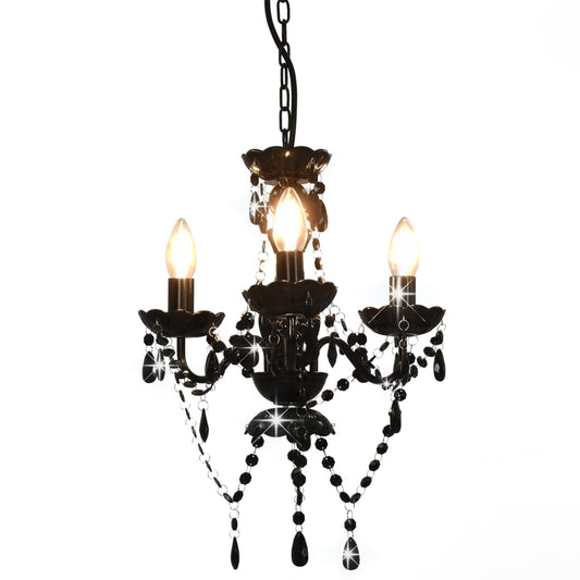 Berkfield Chandelier with Beads Black Round 3 x E14