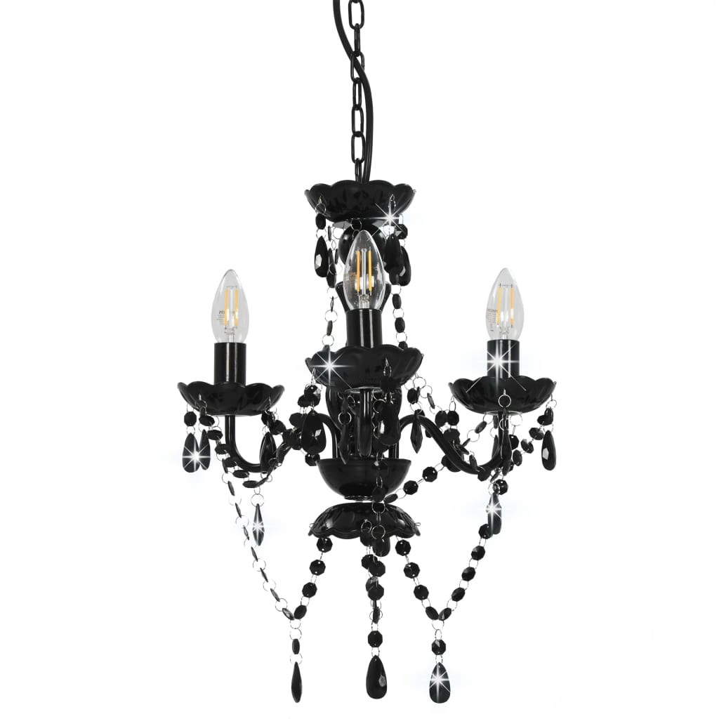 Berkfield Chandelier with Beads Black Round 3 x E14