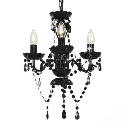 Berkfield Chandelier with Beads Black Round 3 x E14