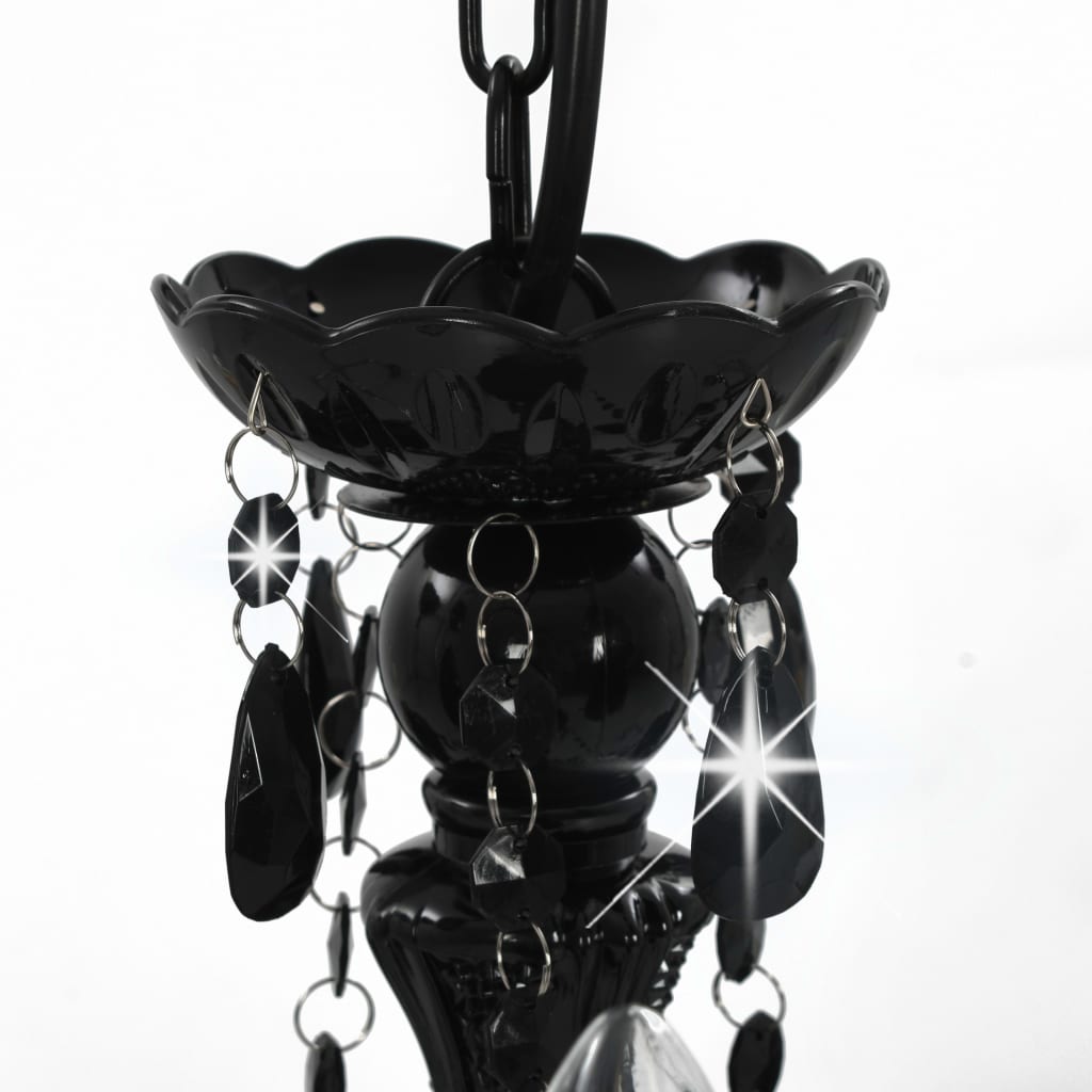Berkfield Chandelier with Beads Black Round 3 x E14
