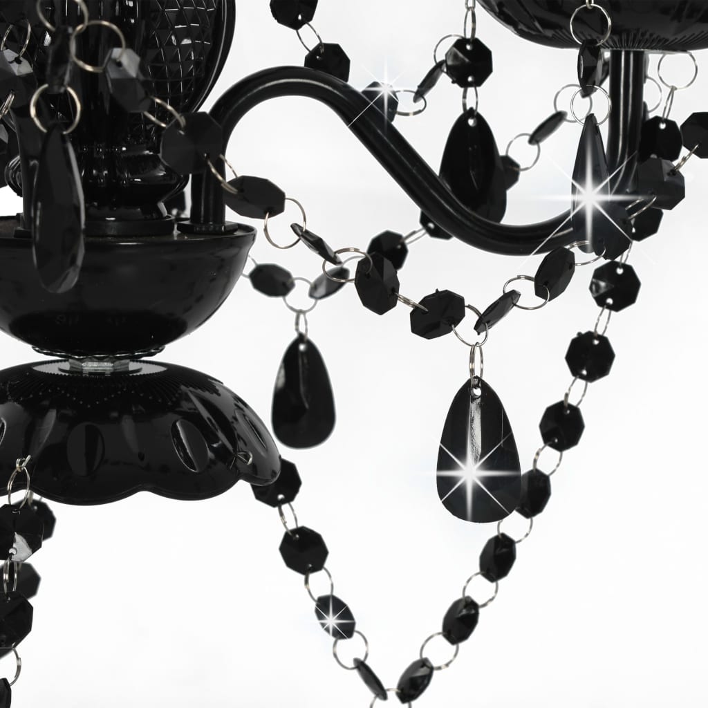 Berkfield Chandelier with Beads Black Round 3 x E14
