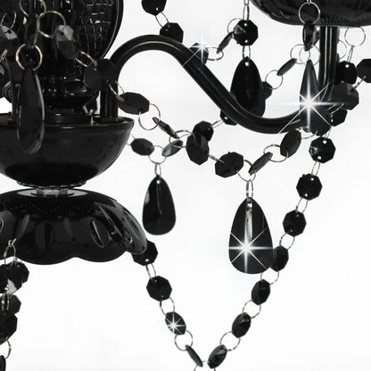 Berkfield Chandelier with Beads Black Round 3 x E14