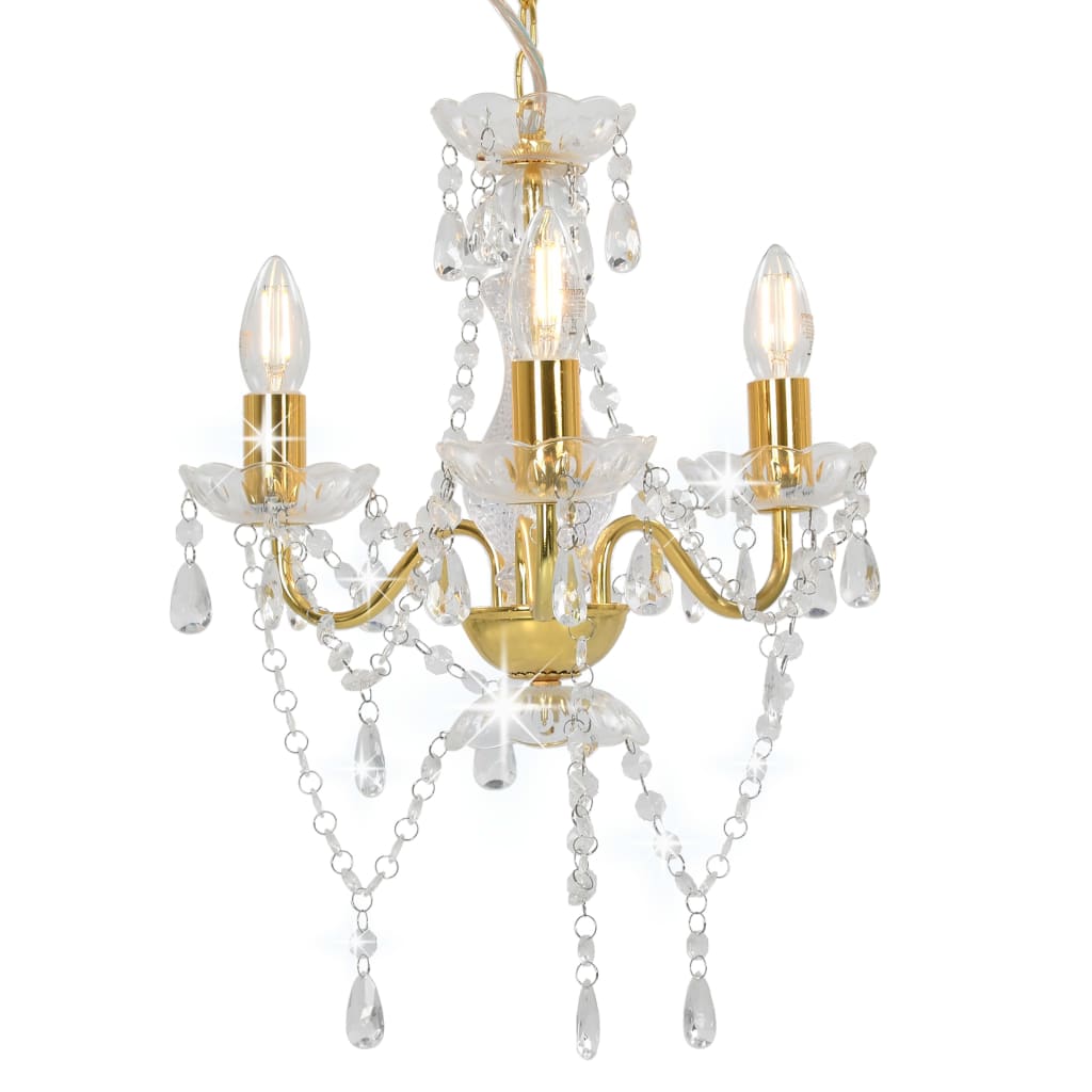 Berkfield Chandelier with Beads Golden Round 3 x E14