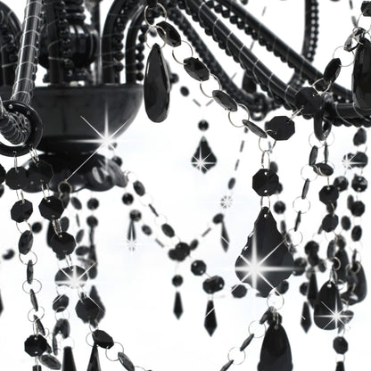 Berkfield Chandelier with Beads Black 8 x E14 Bulbs